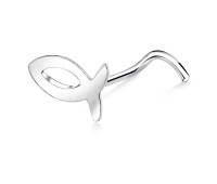 Hollow Fish Curved Nose Stud Silver NSKB-131